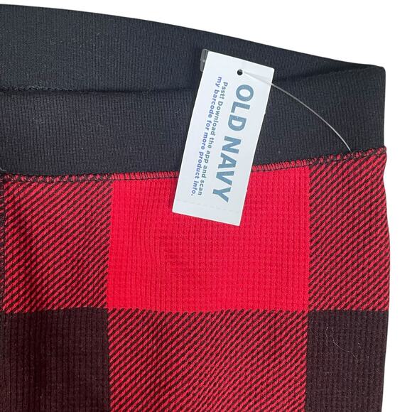 Old Navy Kids S Red Buffalo Plaid Thermal Leggings Bottoms Match the Fam Pants - Picture 3 of 10